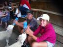 Feeding Lambs: Malachi and Taja feeding lambs at Sheep Farm